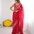 Red silk blend sequins work embroidered saree