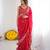 Red silk blend sequins work embroidered saree
