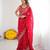Red silk blend sequins work embroidered saree