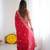 Red silk blend sequins work embroidered saree