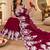 Maroon silk blend thread work embroidered saree