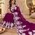 Magenta silk blend thread work embroidered saree