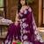 Magenta silk blend thread work embroidered saree