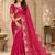 Rani-pink georgette thread work embroidered saree