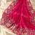 Rani-pink georgette thread work embroidered saree
