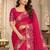 Rani-pink georgette thread work embroidered saree