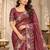 Wine silk blend resham embroidery embroidered saree