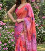 Multicolor georgette floral print printed saree
