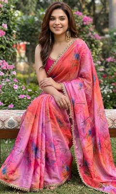 Multicolor georgette floral print printed saree 2