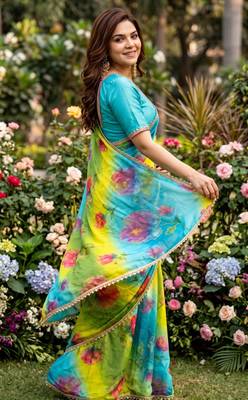Multicolor georgette floral print printed saree 2