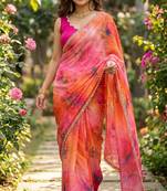 Multicolor georgette floral print printed saree