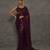 Wine georgette sequins work embroidered saree
