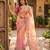 Peach silk blend sequins work embroidered saree