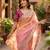 Peach silk blend sequins work embroidered saree