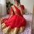 Red silk blend booti work embroidered saree