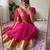 Rani-pink silk blend booti work embroidered saree