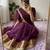 Dark-purple silk blend zari work embroidered saree
