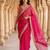 Hot-pink satin sequins work embroidered saree