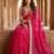 Hot-pink satin sequins work embroidered saree