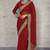 Dark-red georgette mirror work embroidered saree