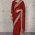 Dark-red georgette mirror work embroidered saree