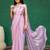 Light-purple silk blend zari work embroidered pre-stitched saree