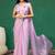 Light-purple silk blend zari work embroidered pre-stitched saree