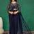 Navy-blue georgette beads embroidered pre-stitched saree