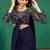 Navy-blue georgette beads embroidered pre-stitched saree