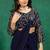 Navy-blue georgette beads embroidered pre-stitched saree