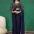 Navy-blue georgette beads embroidered pre-stitched saree