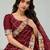 Dark-wine chiffon zari work embroidered saree