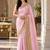 Baby-pink silk blend banarasi silk embroidered saree