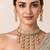 Gold plated handcrafted jadau necklace set with pearl tassels