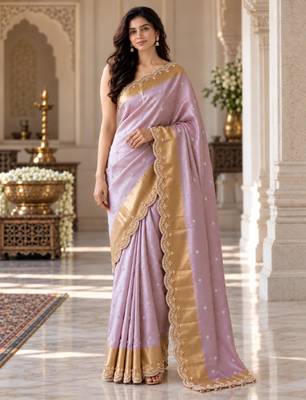 Lavender silk blend banarasi silk woven saree 2