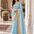 Sky-blue silk blend banarasi silk woven saree