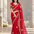 Red satin zari work embroidered saree