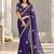 Purple satin zari work embroidered saree