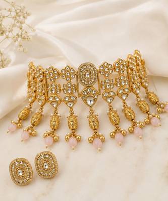 Gold plated kundan choker set 2