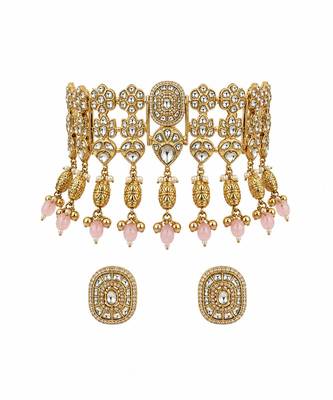 Gold plated kundan choker set 3