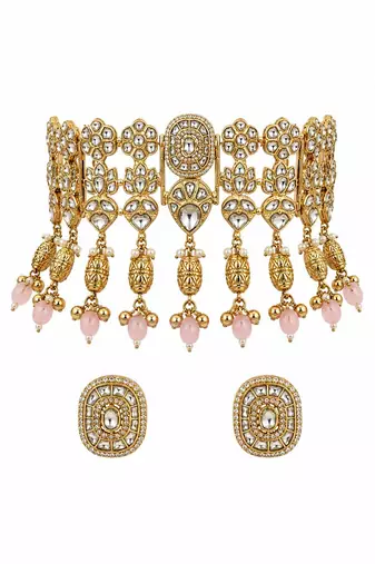 Gold plated kundan choker set