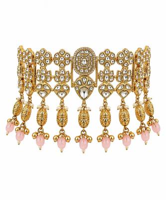 Gold plated kundan choker set 4