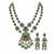 Emerald green moissanite polki long layered necklace set
