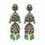 Emerald green moissanite polki long layered necklace set
