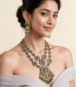 Sage green moissanite long layered necklace set