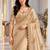 Champagne satin thread work embroidered saree