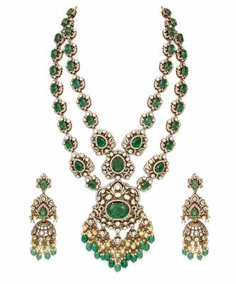Sage green moissanite long layered necklace set 3