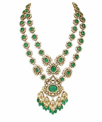 Sage green moissanite long layered necklace set 4