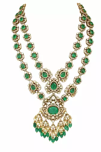 Sage green moissanite long layered necklace set