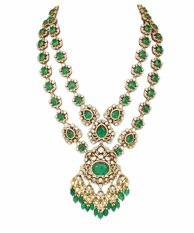 Sage green moissanite long layered necklace set